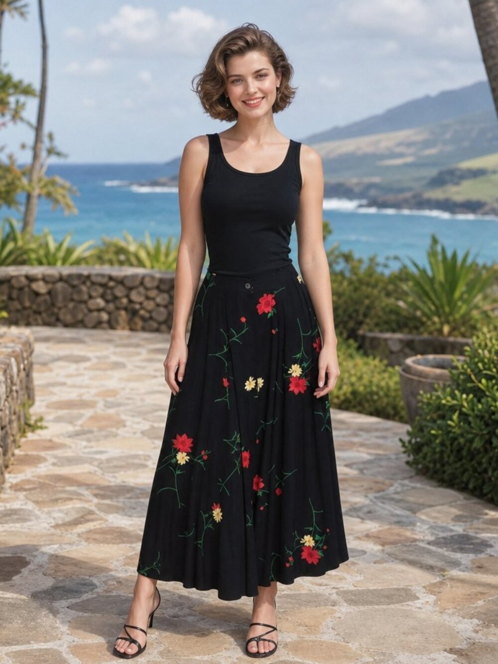 Vtg 90s The Limited Floral Cottagecore Long Button Down Skirt